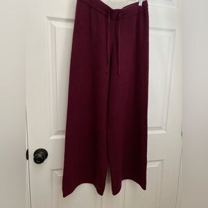 Wide-Leg Cashmere Pants in Burgundy NWT Small